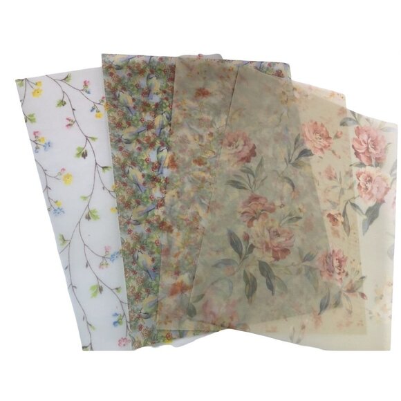 4 Vellum Sheets Custom Print Assorted Floral Pattern mq Pink 8.5 x 11 - Picture 5 of 5
